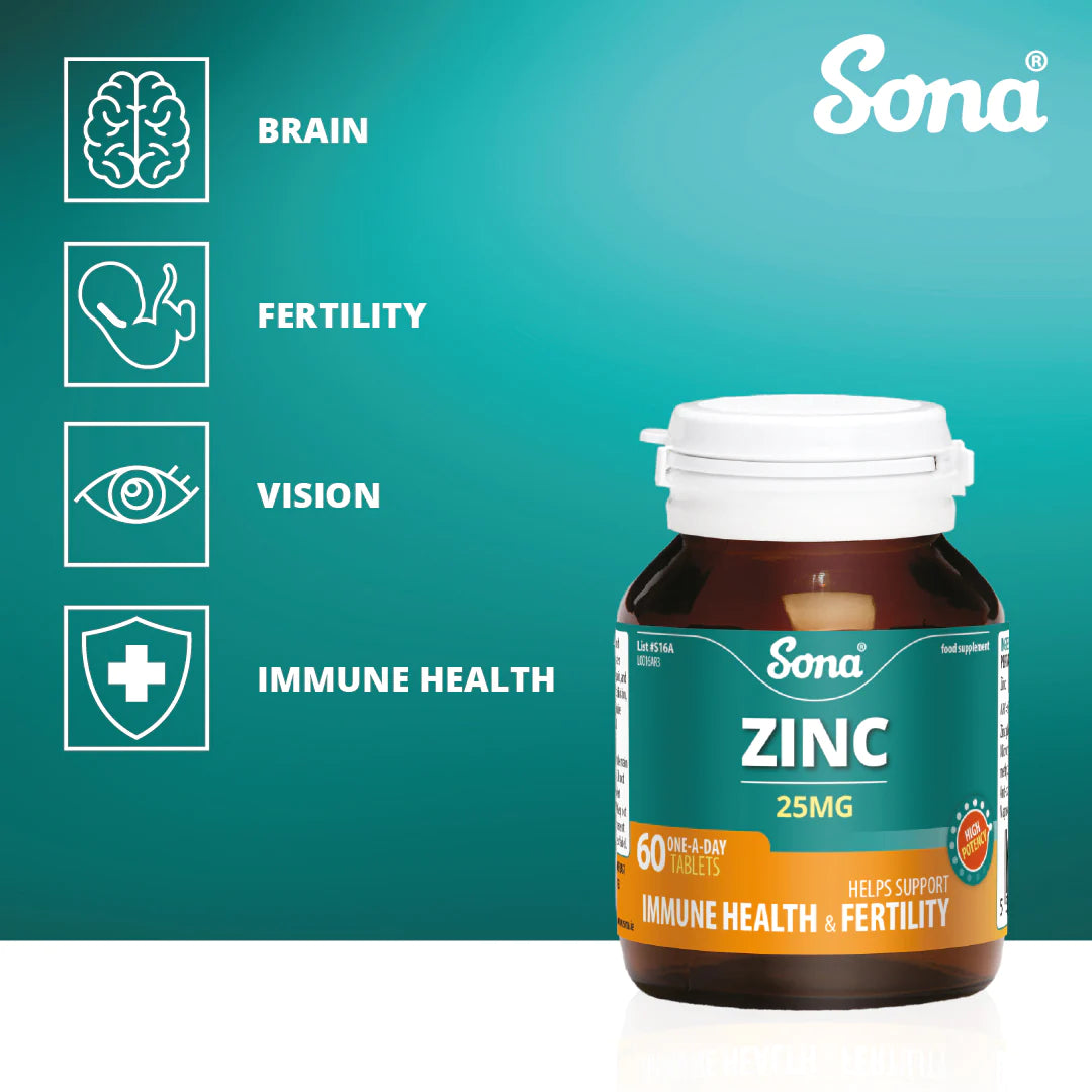 SONA CHELATED ZINC 25MG TABLETS Chemist