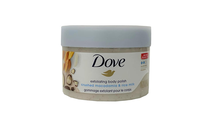 DOVE EXFOLIATING BODY Scrub with Crushed Macadamia& Rice Milk Scent