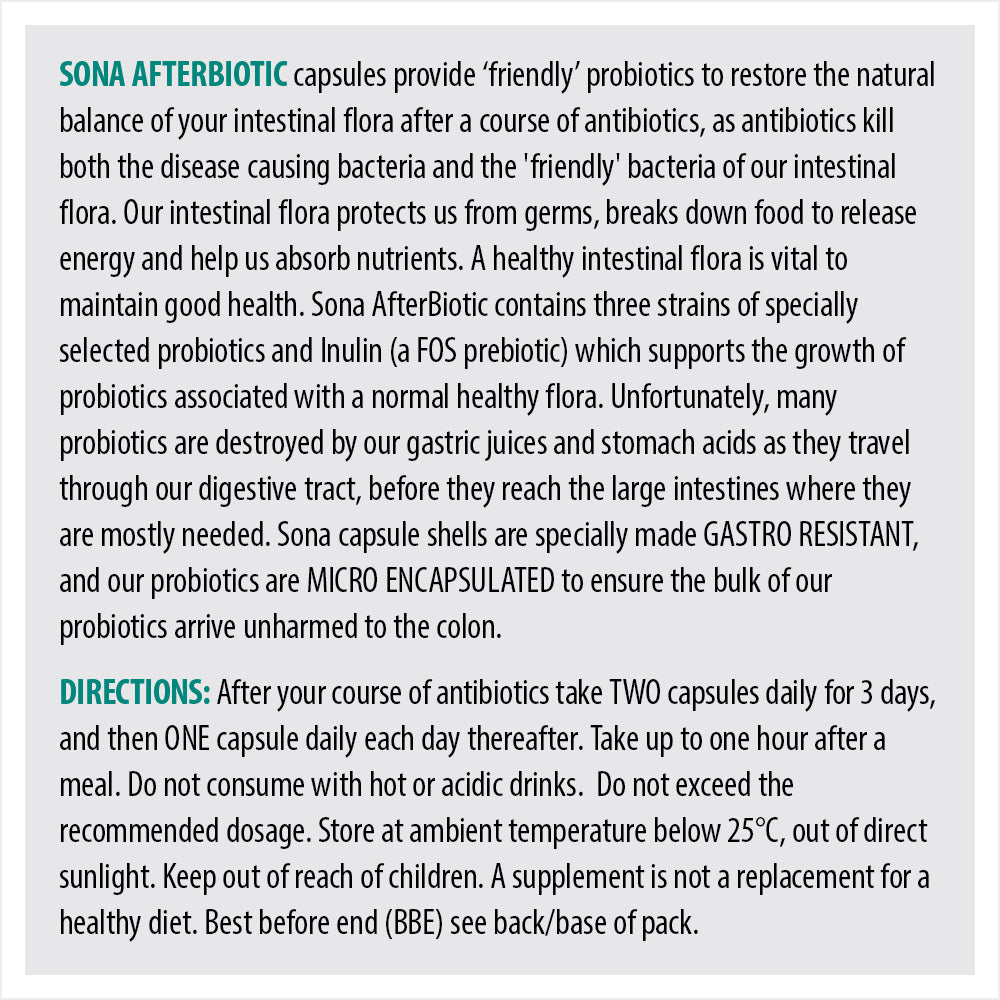 SONA AFTERBIOTIC 10 CAPSULES