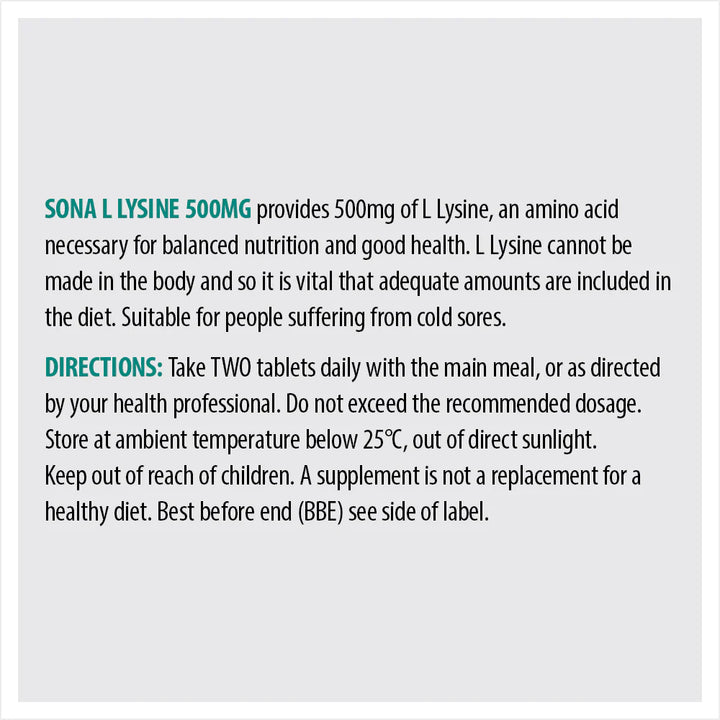 SONA L LYSINE 500MG TABLETS