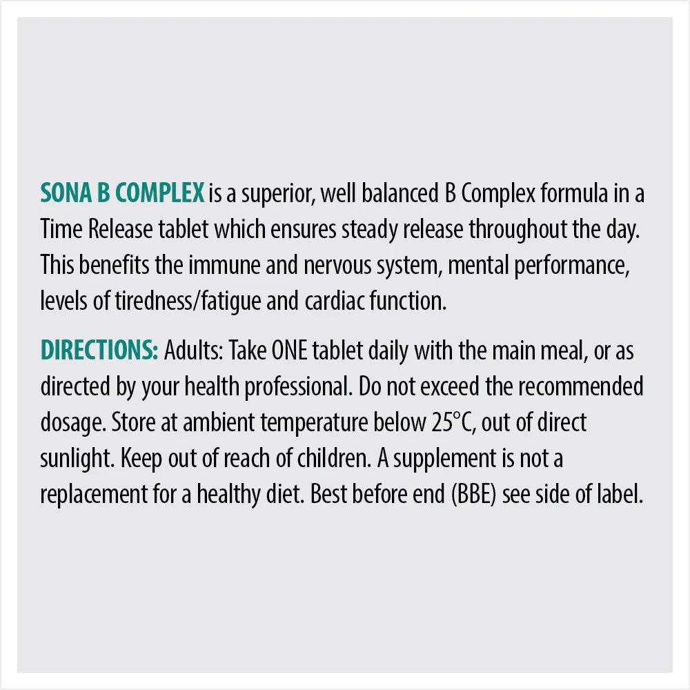 SONA B COMPLEX 50 TIME RELEASE TABS X 60