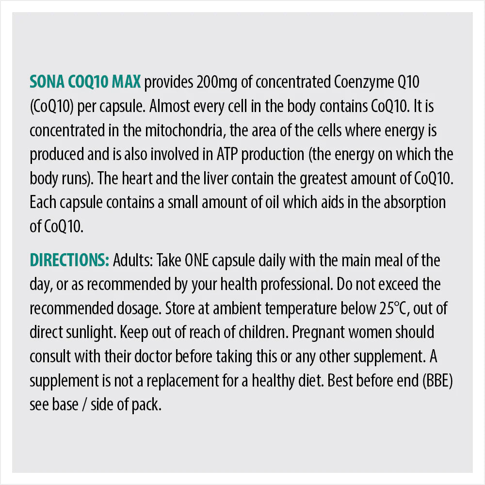 SONA COQ10 200MG MAX 30CAPS S58A