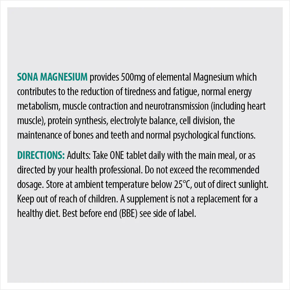 SONA MAGNESIUM 500MG Tablets 60’s