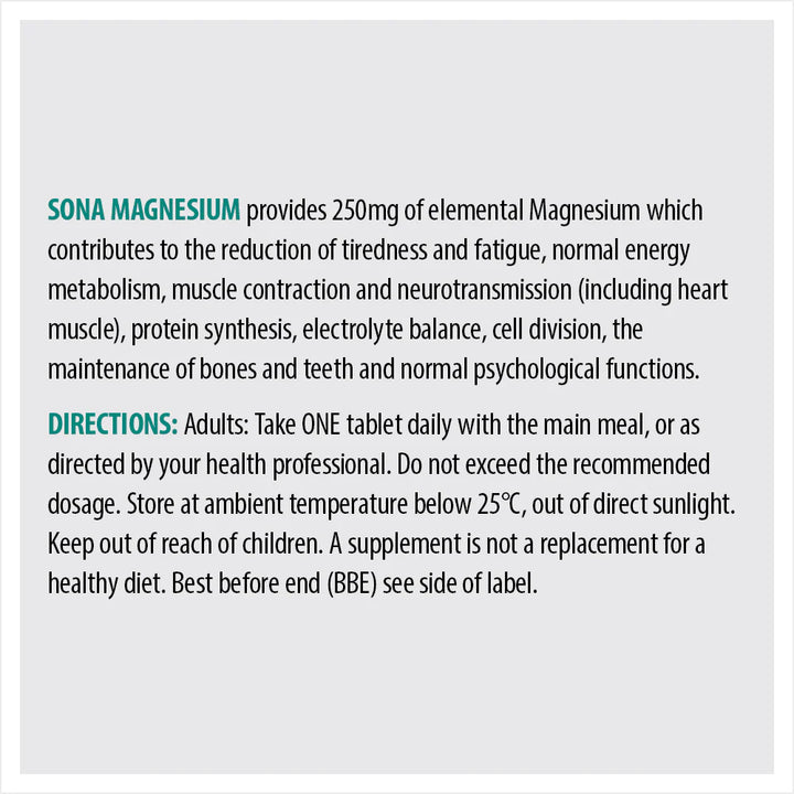 SONA MAGNESIUM 250MG TABLETS