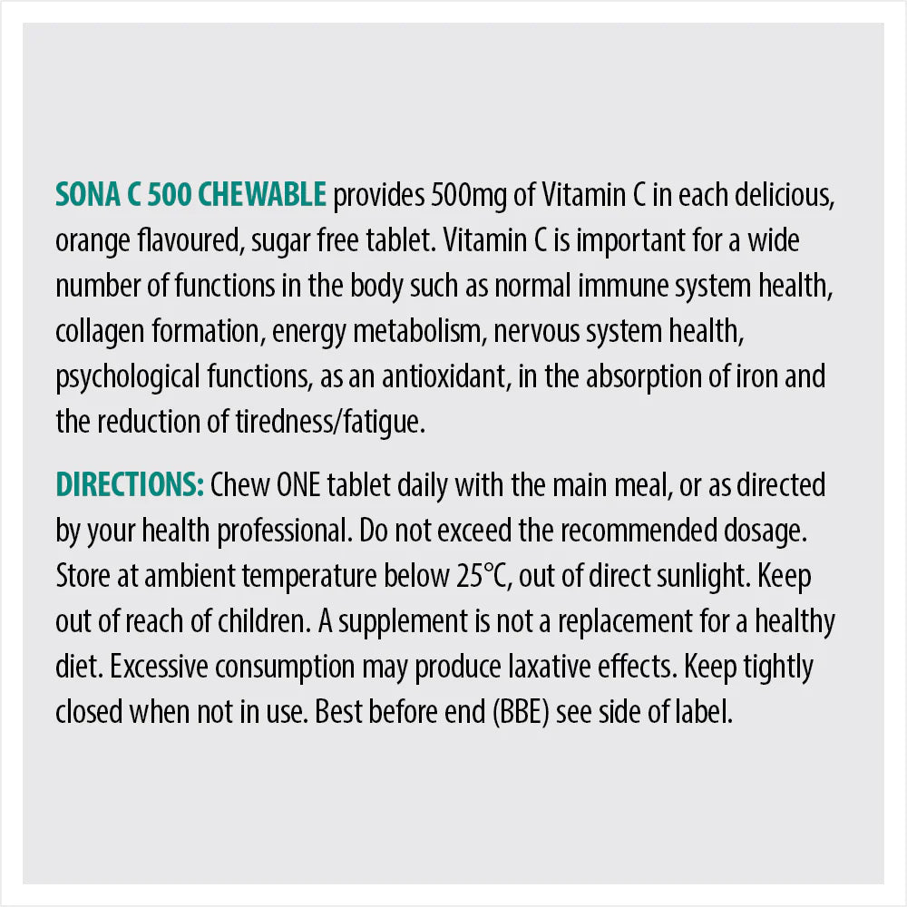 SONA VITAMIN C500MG CHEWABLE TABS X 30