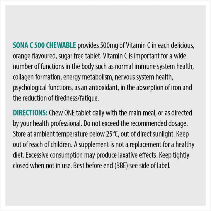 SONA VITAMIN C500MG CHEWABLE TABS X 30