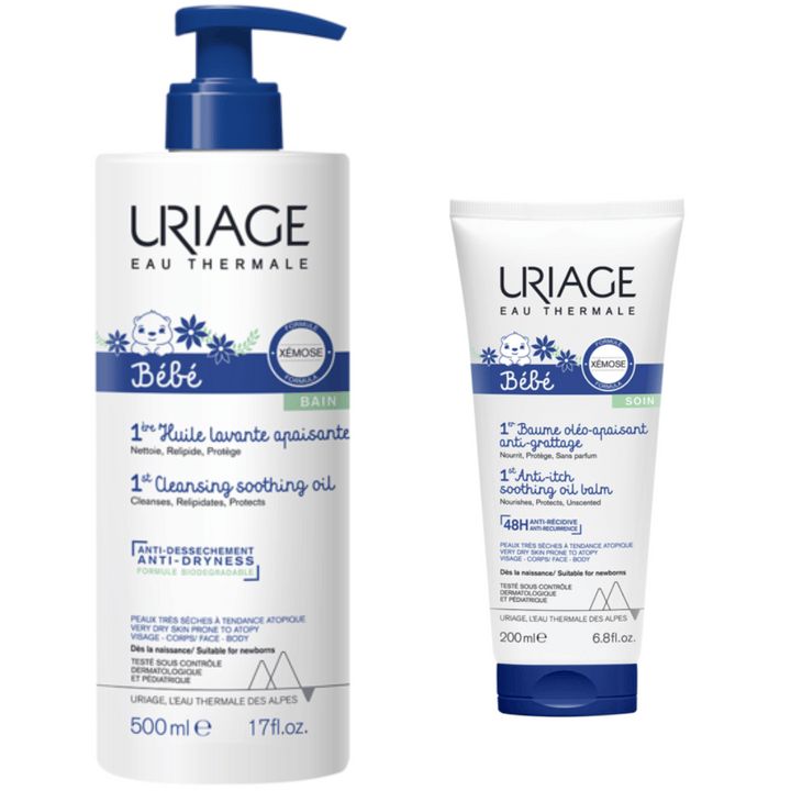 Uriage Baby's 1st Soothing Cleansing Oil 500ml + 1st Oleo-Soothing Anti-Itching Balm 200ml
